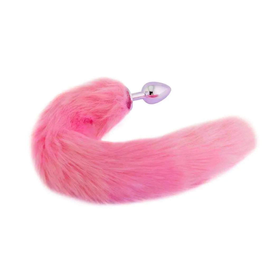 16 Gray Cat Tail Metal Butt Plug
