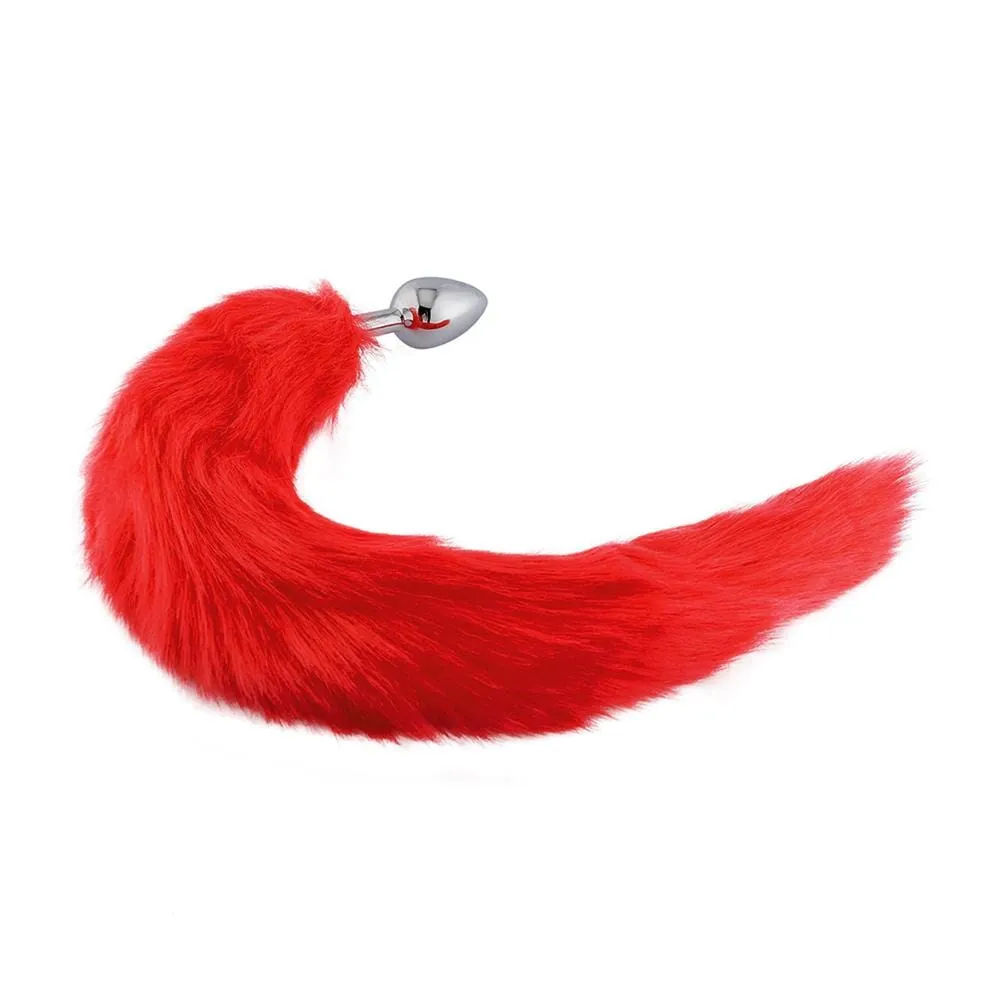 16 Gray Cat Tail Metal Butt Plug