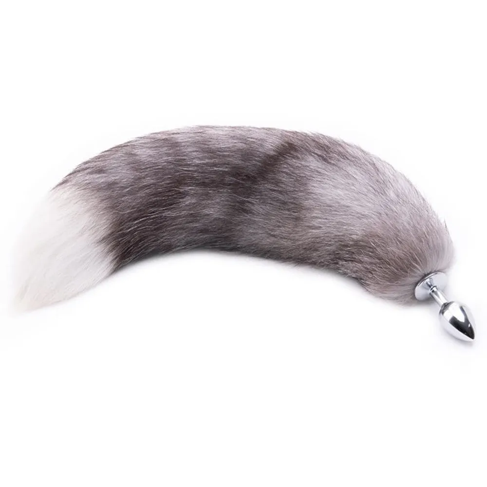 16 Gray Fox Tail Plug Metal