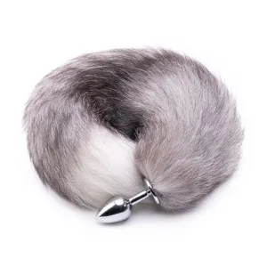 16 Gray Fox Tail Plug Metal