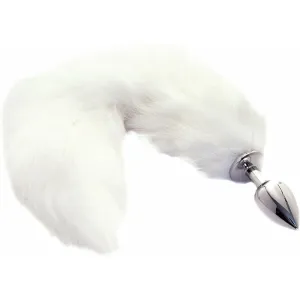 16 White Fox Tail Metal Plug