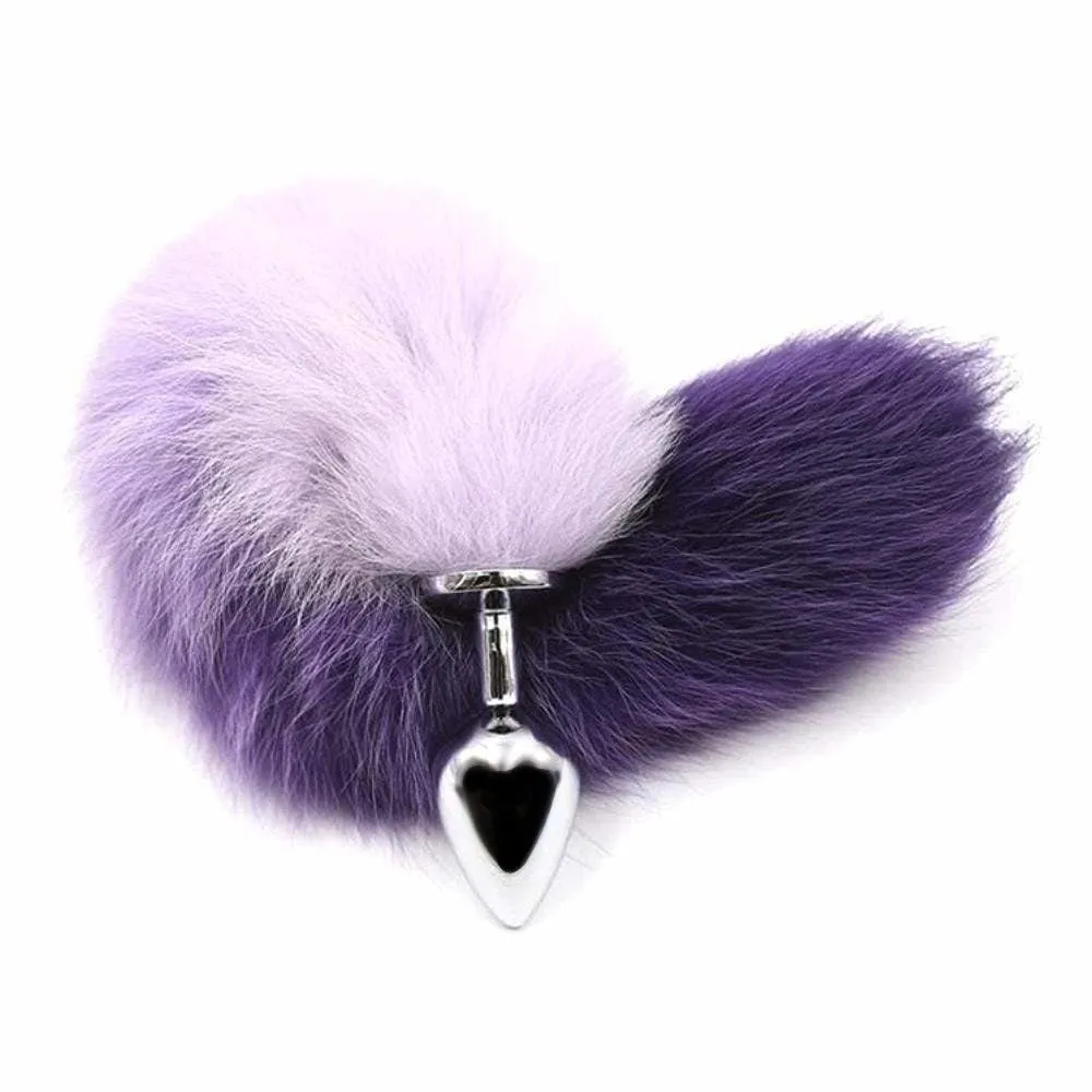 17 White with Purple Cat Tail Stainless Steel Plug