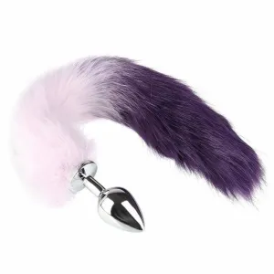 17 White with Purple Cat Tail Stainless Steel Plug