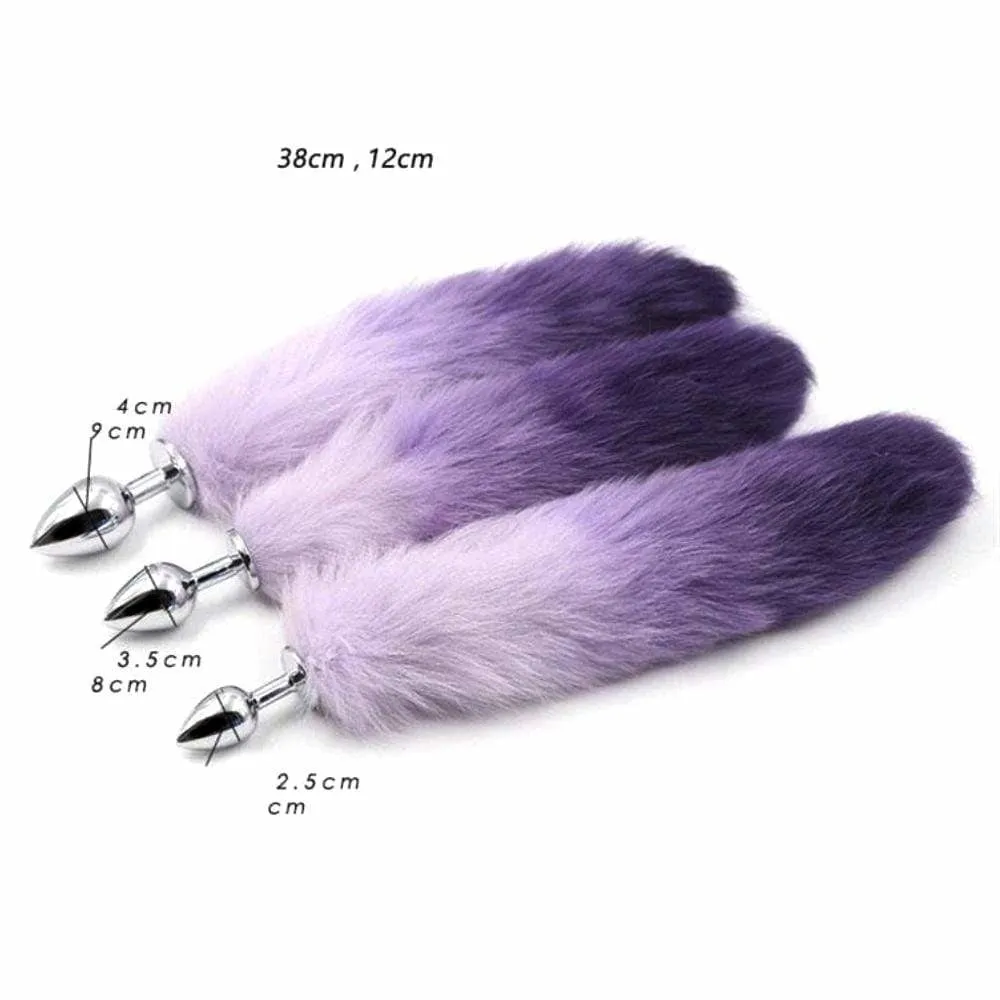 17 White with Purple Cat Tail Stainless Steel Plug