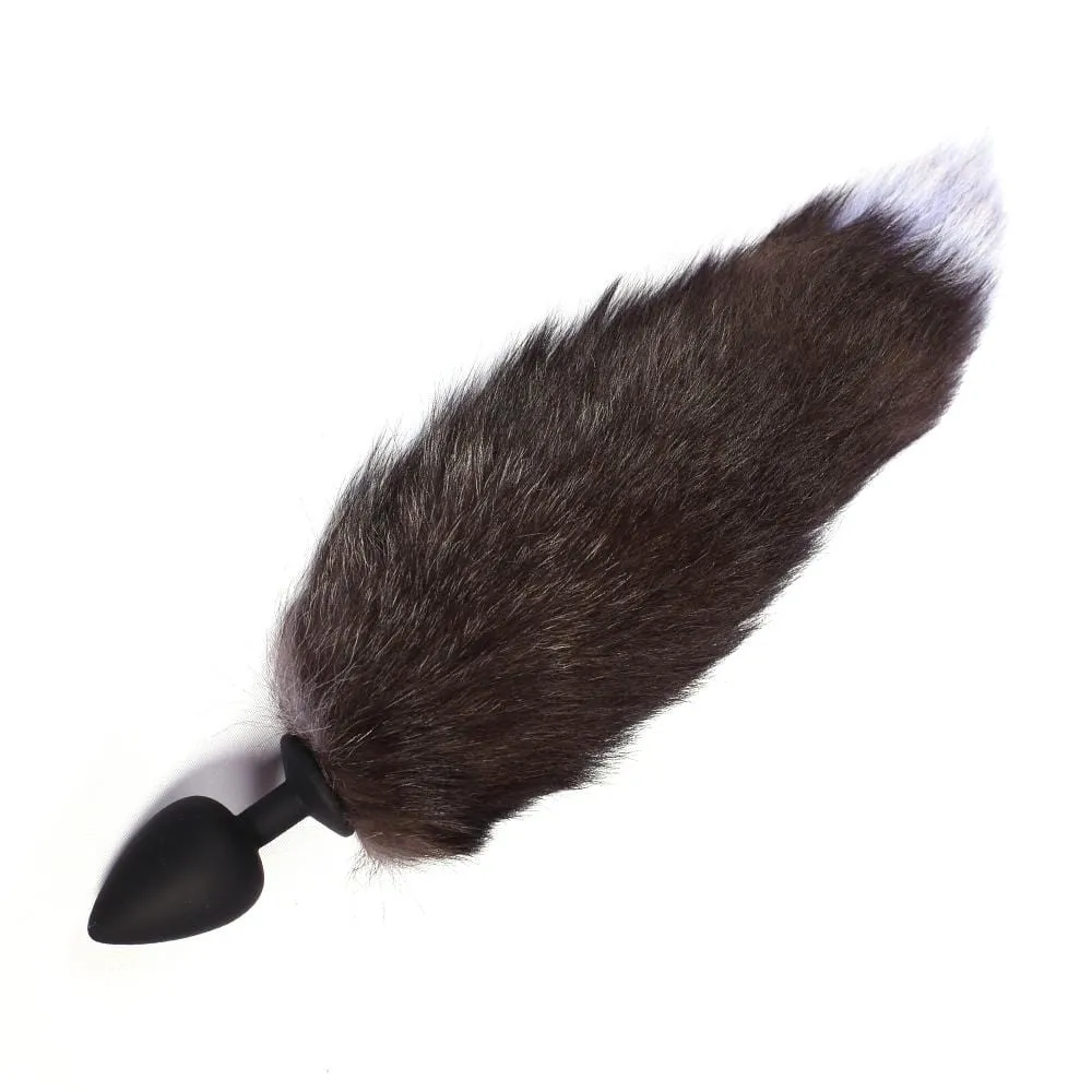18 Black Fox Tail Silicone Plug