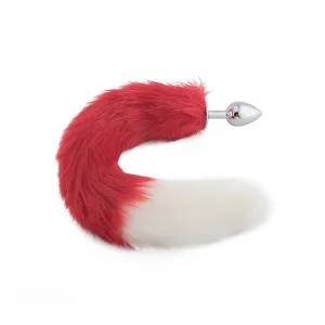18 Red with White Fox Tail Plug