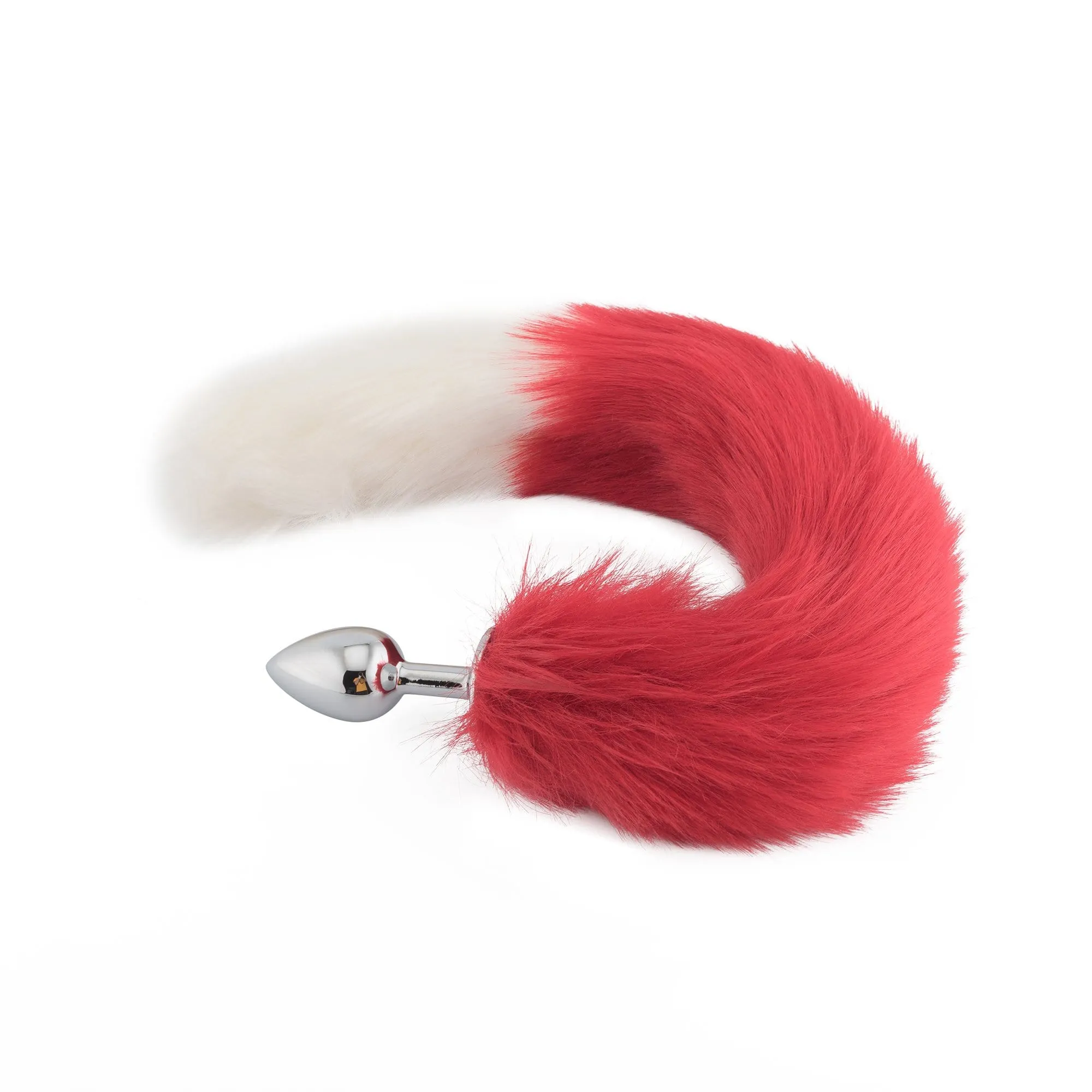 18 Red with White Fox Tail Plug
