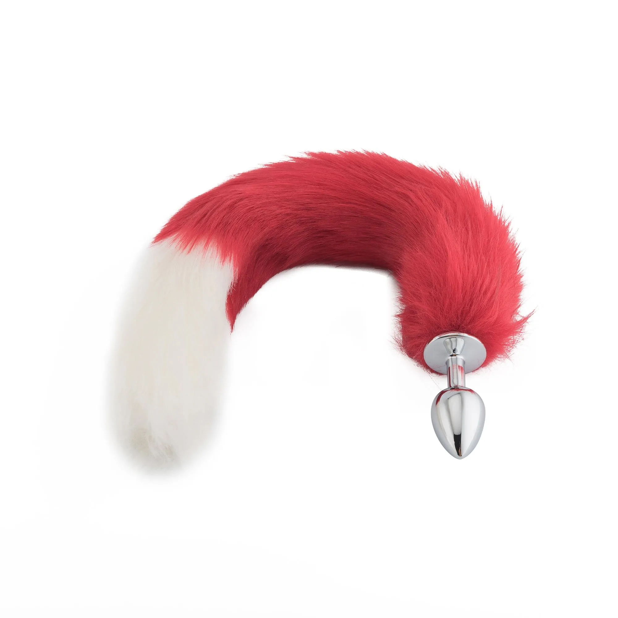 18 Red with White Fox Tail Plug