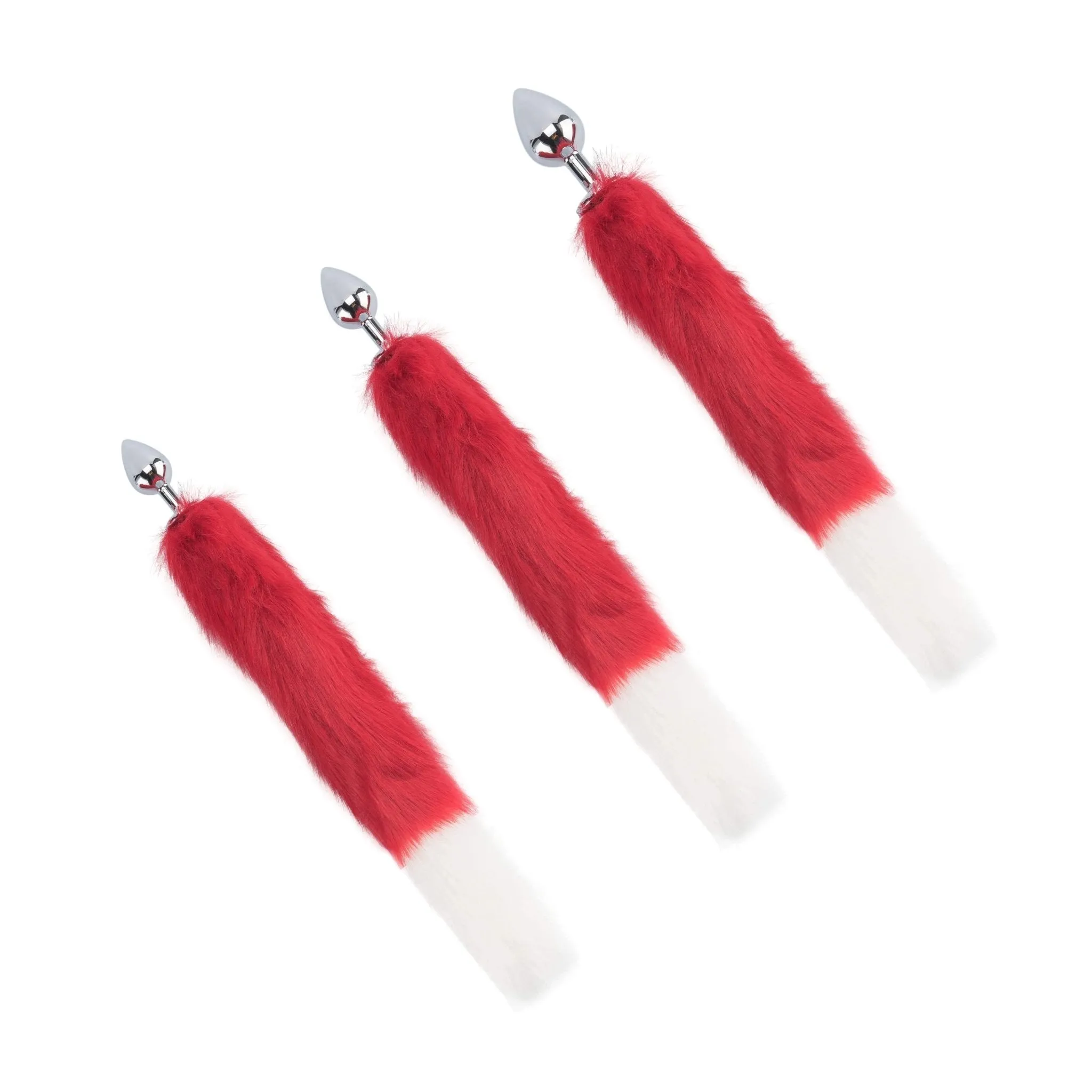 18 Red with White Fox Tail Plug