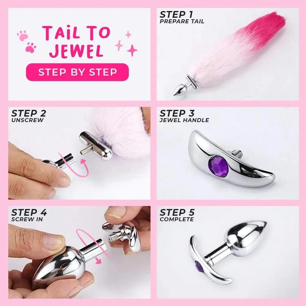 18 Shapeable White With Pink Fox Tail Plug