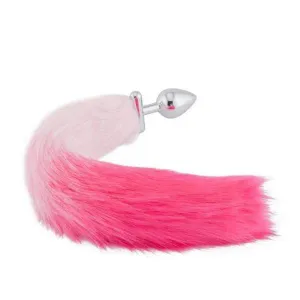18 Shapeable White With Pink Fox Tail Plug