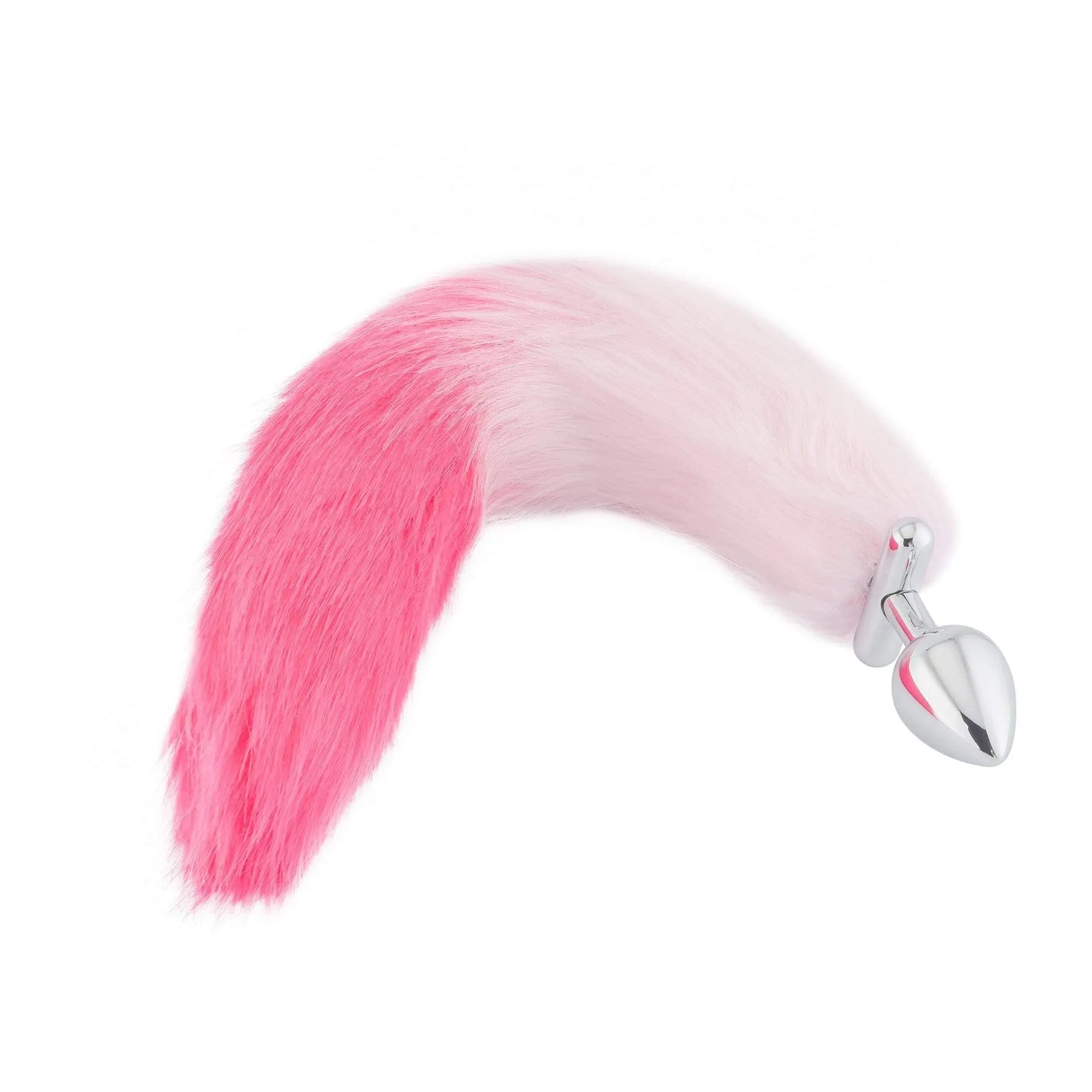 18 Shapeable White With Pink Fox Tail Plug