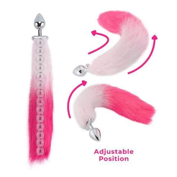 18 Shapeable White With Pink Fox Tail Plug