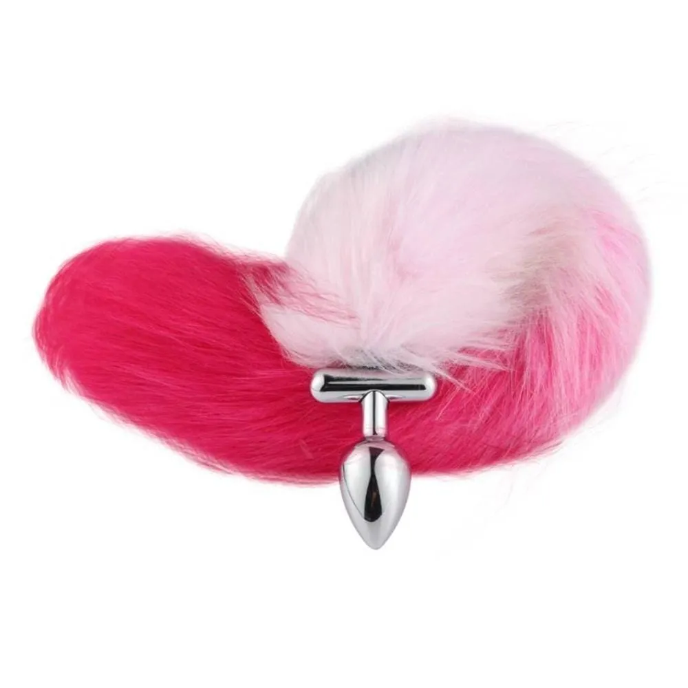 18 Shapeable White With Pink Fox Tail Plug