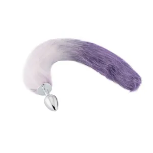 18 White With Purple Fox Tail Metal Plug