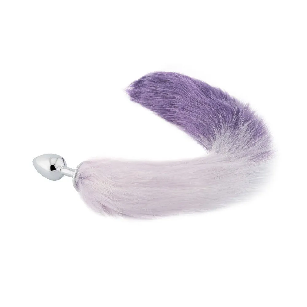 18 White With Purple Fox Tail Metal Plug