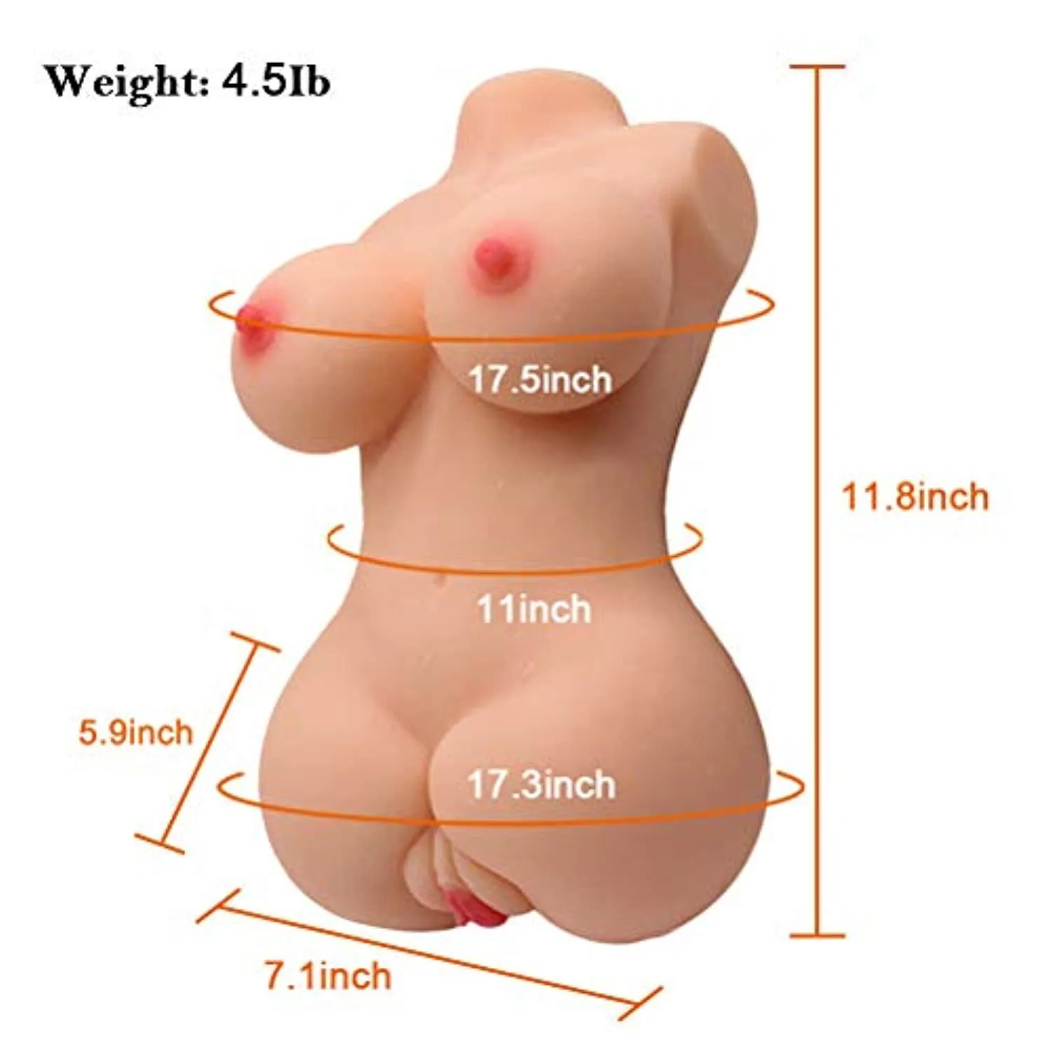 3D Realistic Silicone Love Doll Torso With Breast Masturbator For Anus