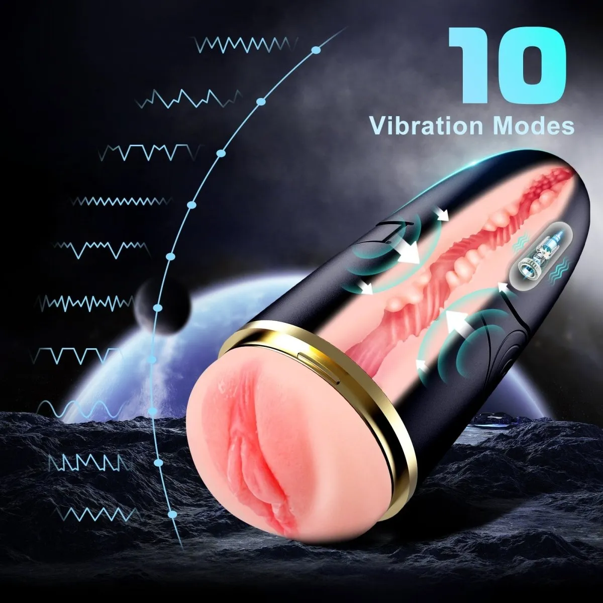 3D Vagina Opening Vibration Hand Clamping Masturbator