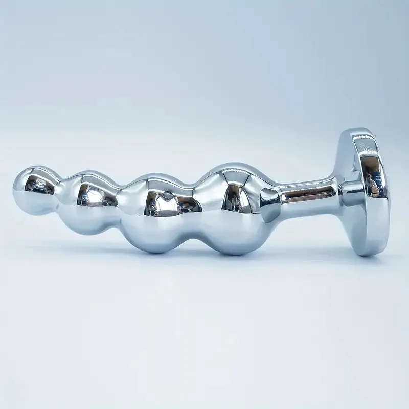 4 Bead Metal Anal Plug Gem Base Butt Plug Beginner Expert Anal Stimulation