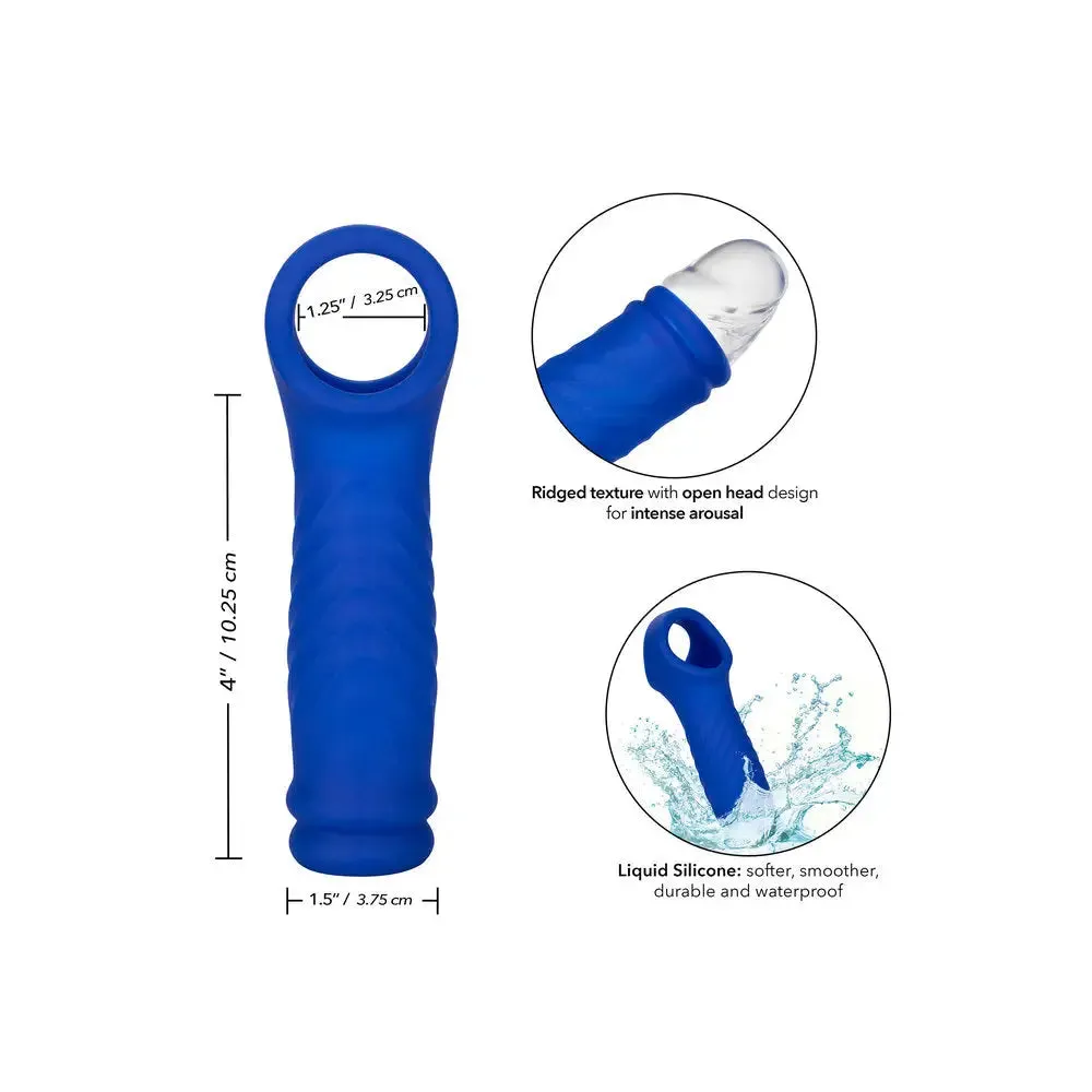 4-inch Colt Silicone Blue Textured Penis Extension Sleeve