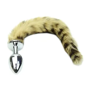 8 Tail Plug Khaki and black Raccoon Tail Plug Stainless steel