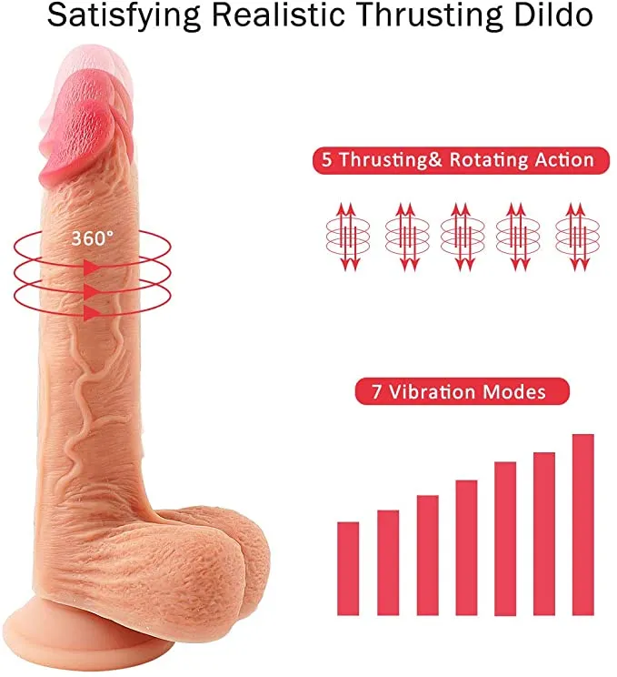 8.7 Thrusting Dildo Vibrator Sex Toy - Rotating & Realistic