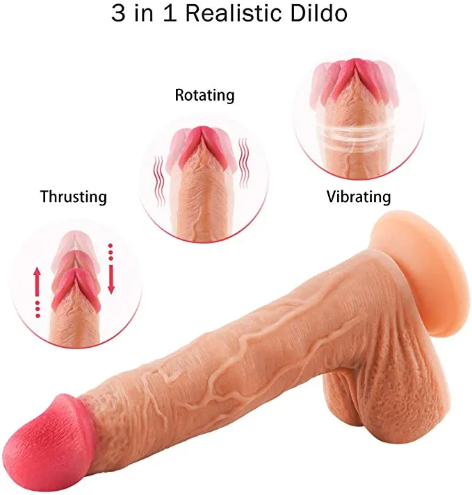 8.7 Thrusting Dildo Vibrator Sex Toy - Rotating & Realistic