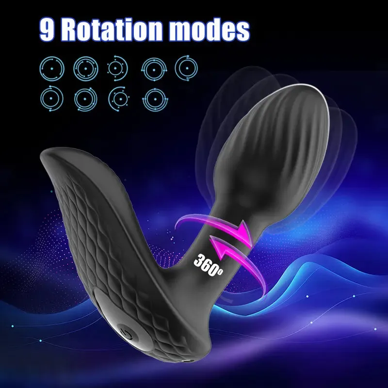 9 Vibrating Rotating Silicone Remote Control Butt Plug For Couples Sex