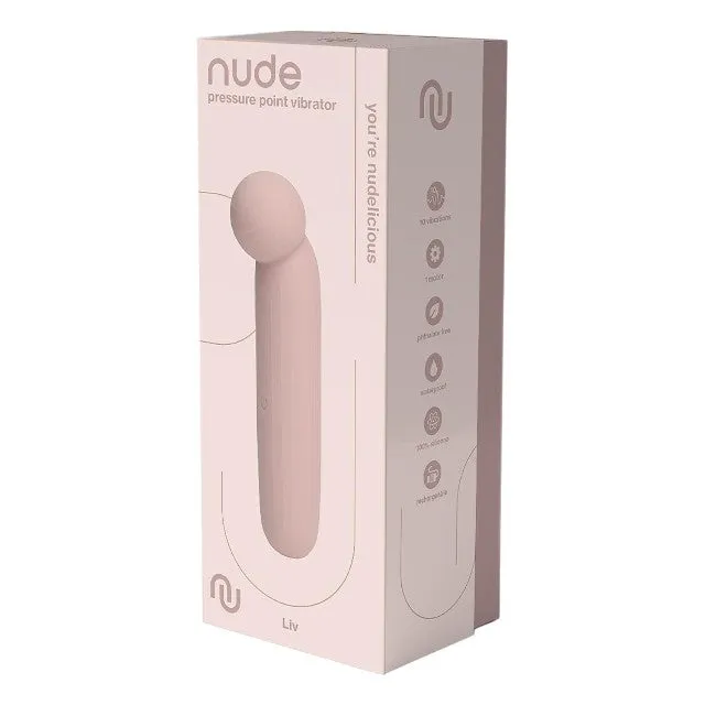 Aparat de masaj DREAMTOYS Nude Liv Pressure Point Vibrator. 10 funcții de vibrație. rezistent la apă IPX6. culoare roz