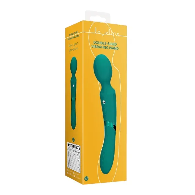Aparat de masaj dublu LOVELINE Double-Sided Vibrating Wand. pentru corp și punctul G. 10 funcții de vibrație. verde