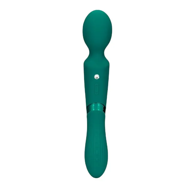 Aparat de masaj dublu LOVELINE Double-Sided Vibrating Wand. pentru corp și punctul G. 10 funcții de vibrație. verde