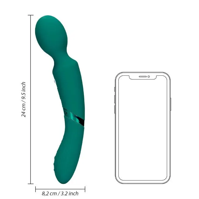 Aparat de masaj dublu LOVELINE Double-Sided Vibrating Wand. pentru corp și punctul G. 10 funcții de vibrație. verde