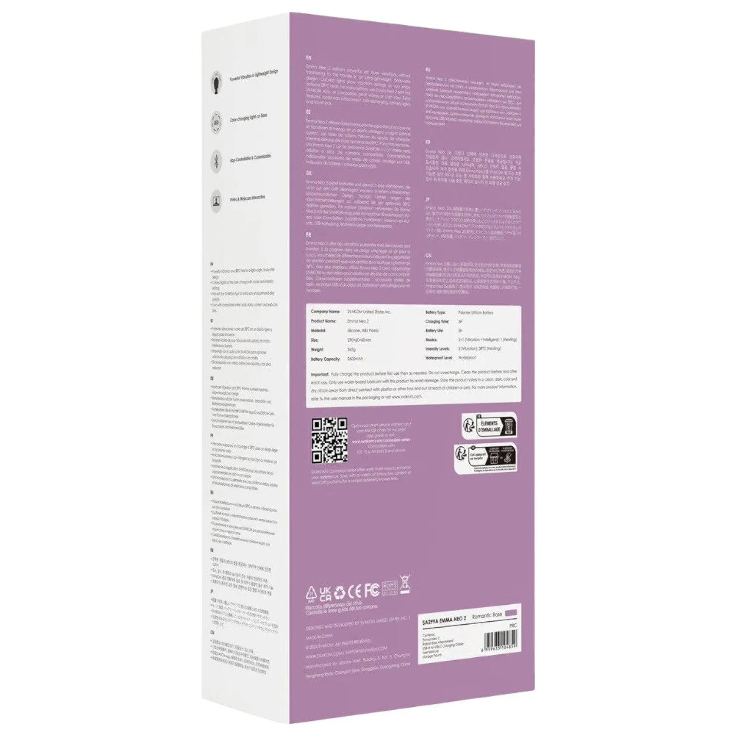 Aparat de masaj interactiv SVAKOM Emma Neo 2. vibrator wand cu funcție de încălzire. control prin aplicație. mov