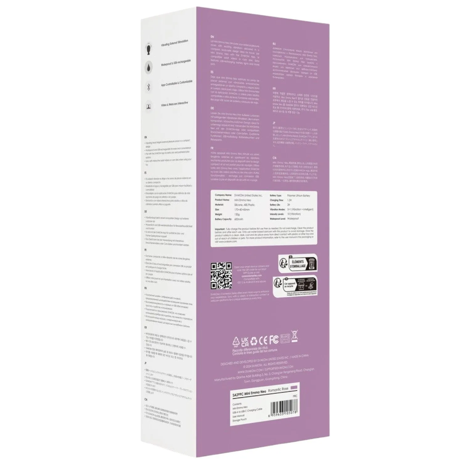Aparat de masaj interactiv SVAKOM Mini Emma Neo. vibrator wand cu 6 funcții de vibrație. control prin aplicație. mov