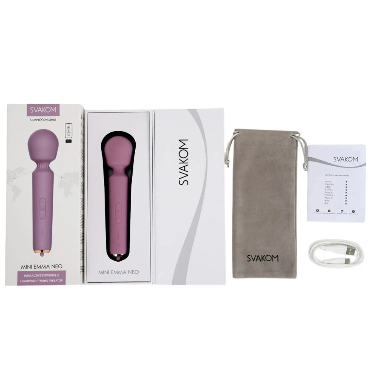 Aparat de masaj interactiv SVAKOM Mini Emma Neo. vibrator wand cu 6 funcții de vibrație. control prin aplicație. mov