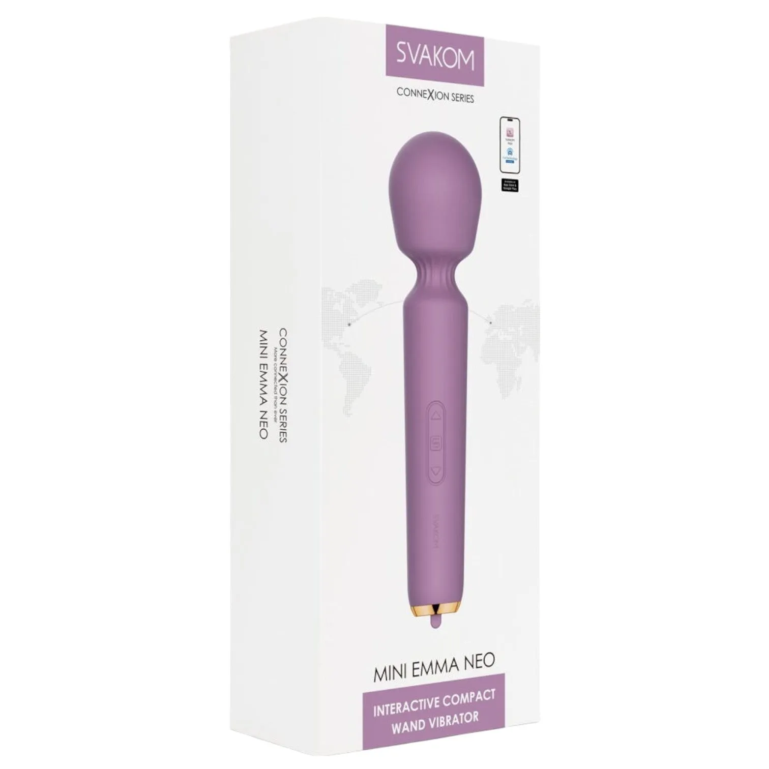 Aparat de masaj interactiv SVAKOM Mini Emma Neo. vibrator wand cu 6 funcții de vibrație. control prin aplicație. mov