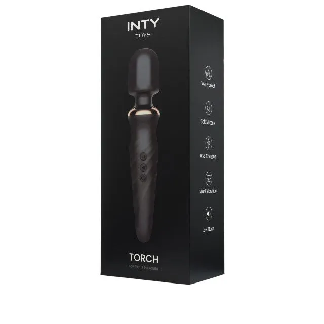Aparat de masaj INTY TOYS TORCH. pentru corp și zonele intime. 25 funcții de vibrații ultra-puternice. 5 viteze. silențios. negru