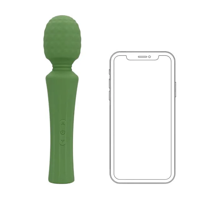 Aparat de masaj LOVELINE Powerful Wand Vibrator with Still Handle. pentru corp și zone intime. 40 funcții de vibrație. verde