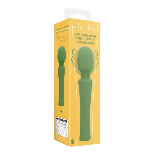 Aparat de masaj LOVELINE Powerful Wand Vibrator with Still Handle. pentru corp și zone intime. 40 funcții de vibrație. verde