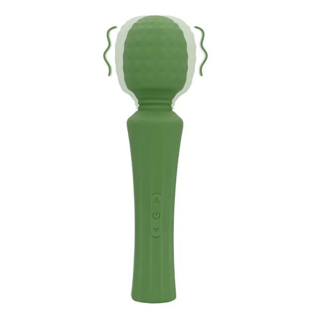 Aparat de masaj LOVELINE Powerful Wand Vibrator with Still Handle. pentru corp și zone intime. 40 funcții de vibrație. verde