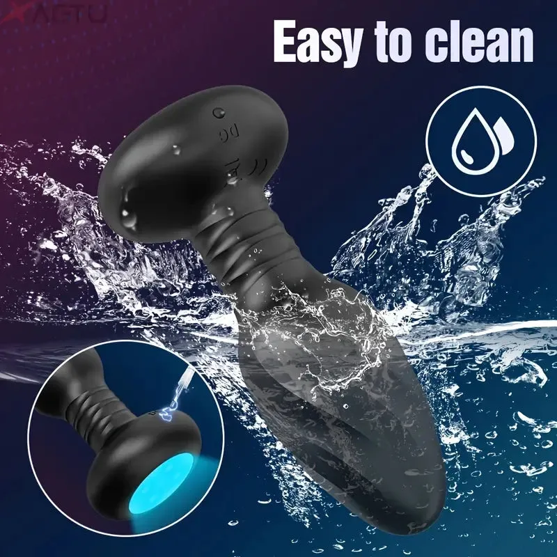 App-Controlled Vibrating Anal Plug Flashing Light Base 9 Rotating Prostate