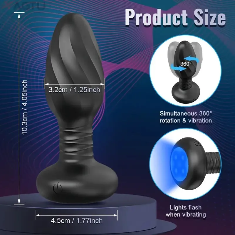 App-Controlled Vibrating Anal Plug Flashing Light Base 9 Rotating Prostate