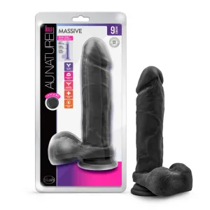 Au Naturel Bold Massive 9 in. Posable Dual Density Dildo with Balls Black