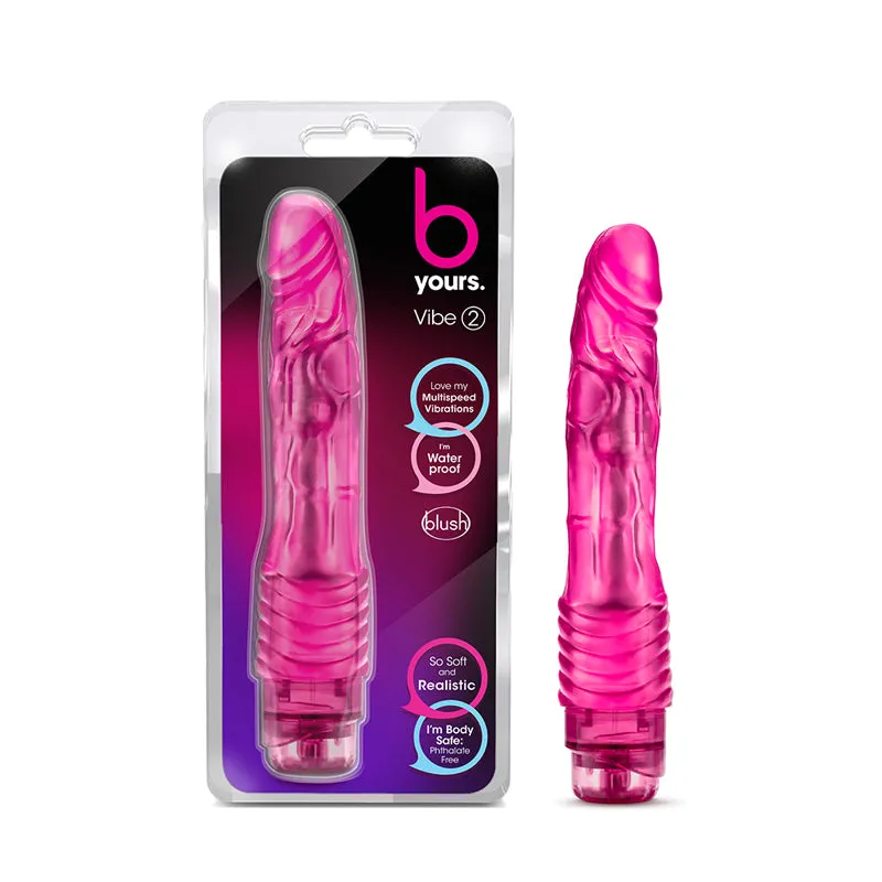 B Yours Vibe 2 Realistic 9 in. Vibrating Dildo Pink