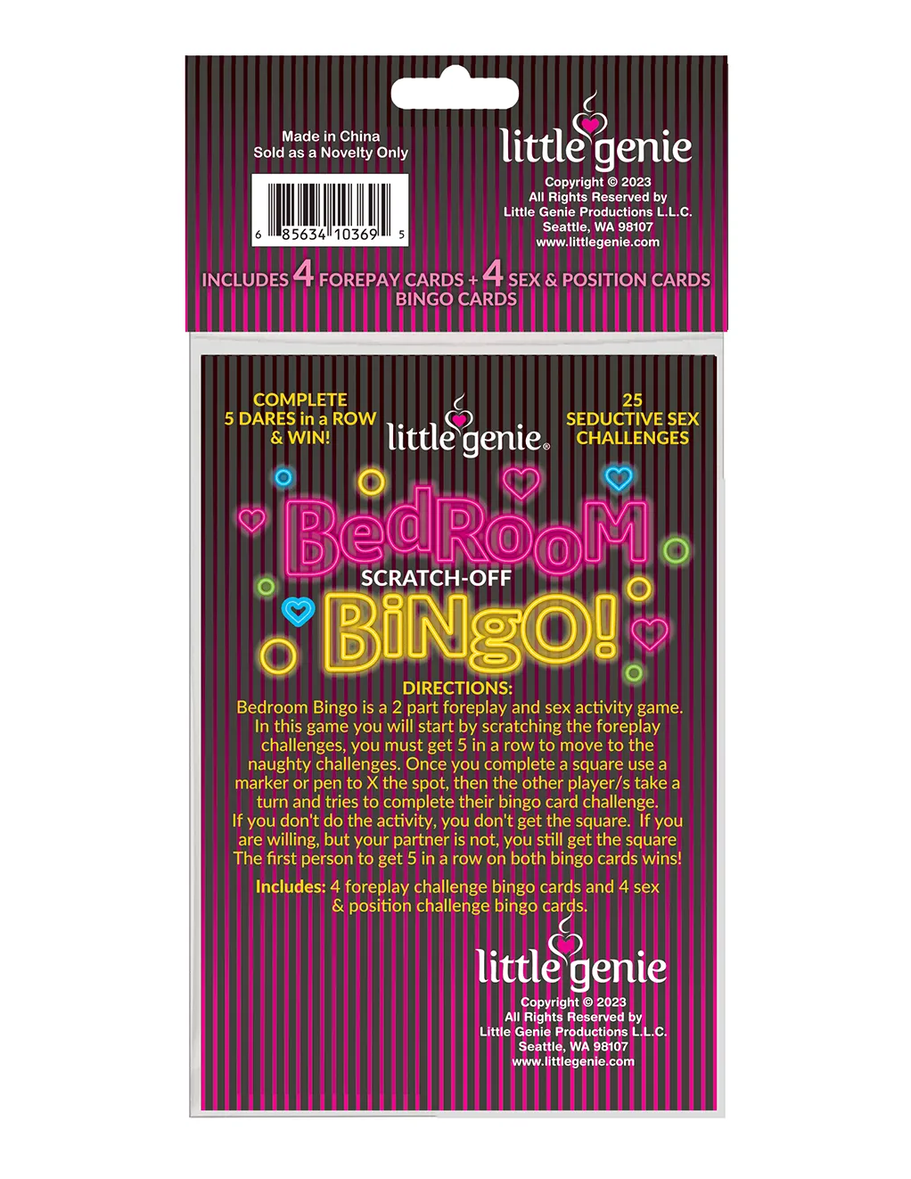 Bedroom Bingo Couples Bingo Cards