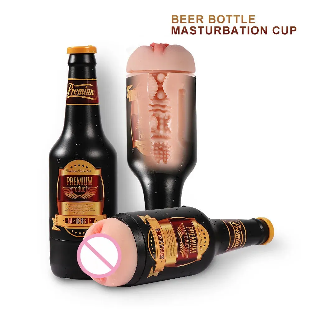 Beer Bottle Men Masturbation Cup - Realistic Vagina Pocket Pussy Male Sex Toys