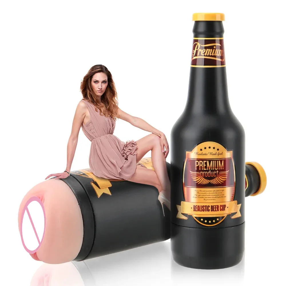 Beer Bottle Men Masturbation Cup - Realistic Vagina Pocket Pussy Male Sex Toys