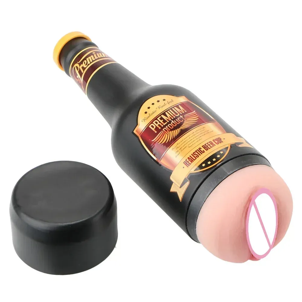 Beer Bottle Men Masturbation Cup - Realistic Vagina Pocket Pussy Male Sex Toys