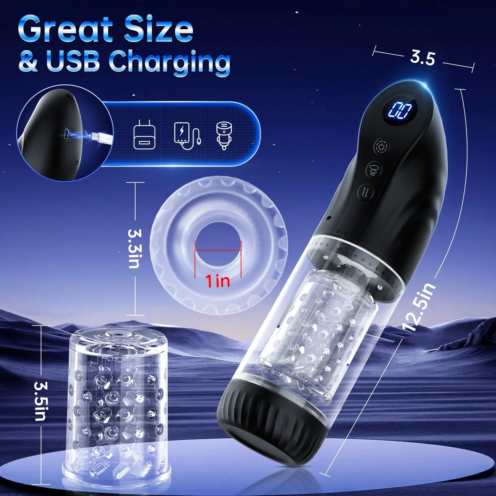 Bongo | 3 in 1 Automatic Male Masturbator with LCD Dsiplay Male Sex Toy