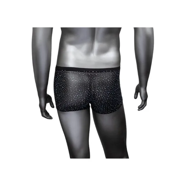 Boxeri sexy CALEXOTICS Radiance Boxer Briefs. lenjerie erotică pentru bărbați. din plasă cu strasuri. negru. mărime universală (50-3)